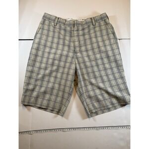 Nike Tiger Woods Collection Plaid Golf Shorts Mens 32 Beige‎ Blue TW Y2K Preppy